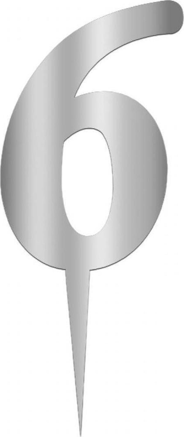 Aynalı Gümüş Pleksi 6 Rakamı - Image 1