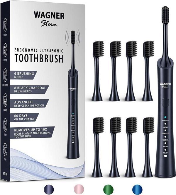 Wagner Stern Ultrasonik Beyazlatma 8 Fırça Başlıklı Diş Fırçası - Siyah - Image 1