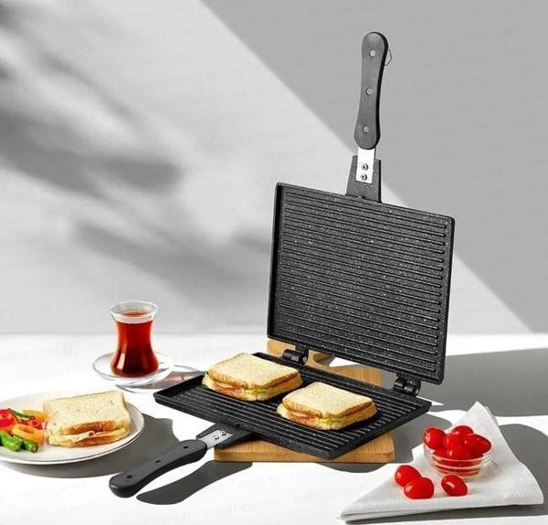 Nehir Lüks Siyah Alüminyum Döküm Küçük Tost Tavası - Image 1