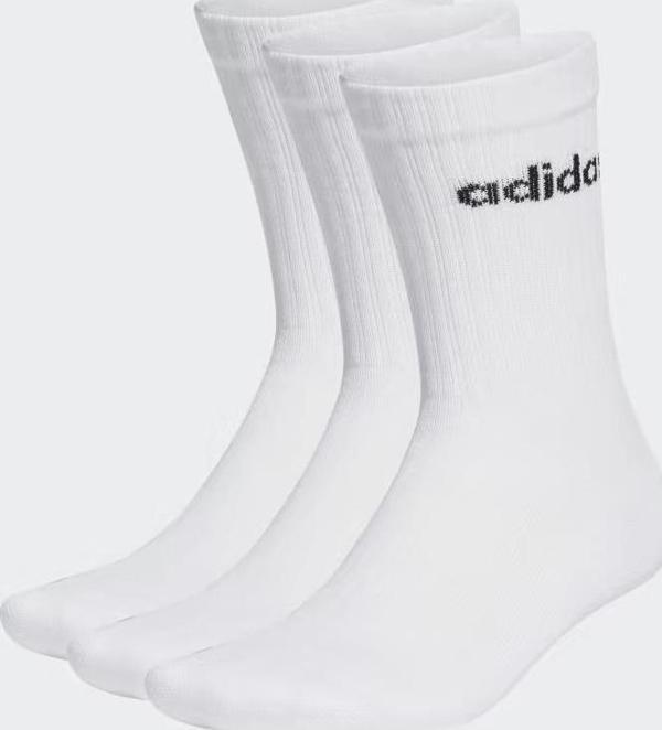 Adidas HT3455 Beyaz Linear Crew Yastıklı 3'lü Bilek Çorap - Image 1
