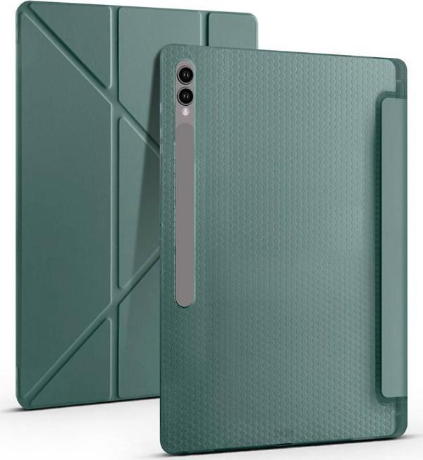 Samsung Galaxy Tab S9 Ultra SM-X910 Kılıf Yatay ve Dikey Standlı Uyku Modlu Kalemlikli Trifold Arkası Silikon Kılıf - Image 1