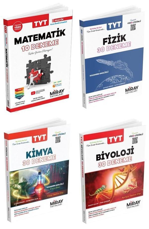 Miray 2025 Tyt Matematik + Fizik + Kimya + Biyoloji Deneme Seti 4 Kitap - Miray Yayınları - Image 1