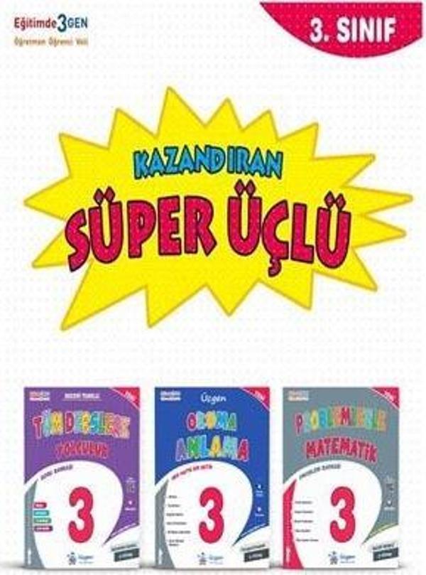Üçgen 2025 3. Sınıf Süper Üçlü Kazandıran Kitaplar Seti Tüm Dersler+ Problemlerle Mat + Okuma Anlama - Üçgen Yayıncılık - Image 1
