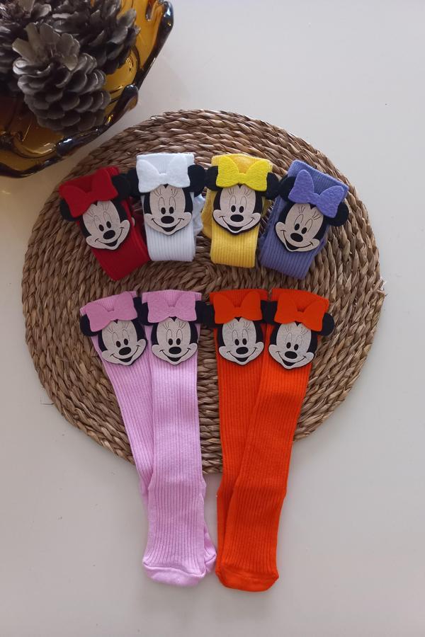 MARS BABY Kız Bebek Sarı Kırmızı Pembe Beyaz Turuncu Lila Minnie Figürlü Dizaltı Çorap - Image 1
