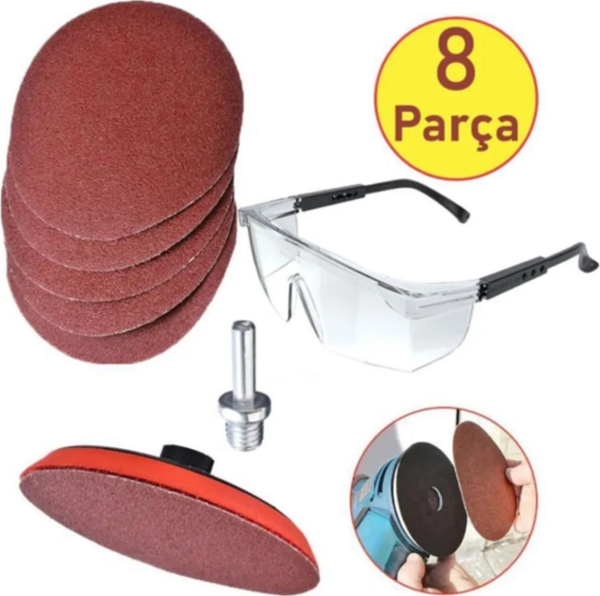 ZUBİ Ugr Cırt Zımpara Seti Matkap Aparatı Gözlük 115 Mm 8 Parça - Image 1