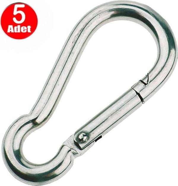 10 mm Yaylı Karabina Salıncak Hamak Askı Kanca Kilidi -5 Adet - Image 1