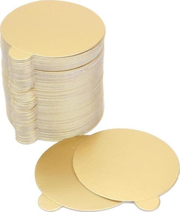 Turta Mendili / Pasta Altlığı Gold -Altın Düz Kenarlı Kalın Yuvarlak 24 cm 10 adet - Image 1