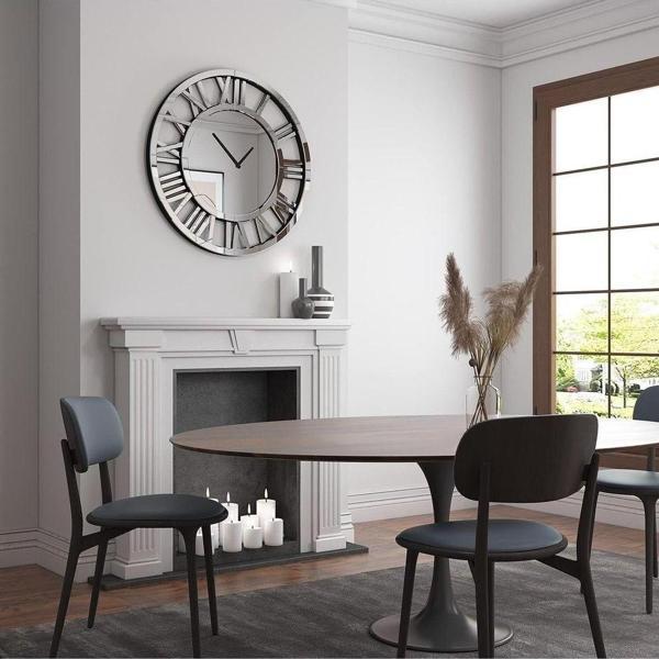 Eyka Store Dekoratif Büyük Boy Gümüş Renk Özel Tasarım Duvar Saati, Özel Ahşap Hediye Kutusunda 70X70Cm - Image 1
