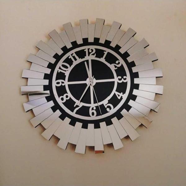 Eyka Store Dekoratif Modern Duvar Saati Gümüş Ayna 40 Cm - Image 1