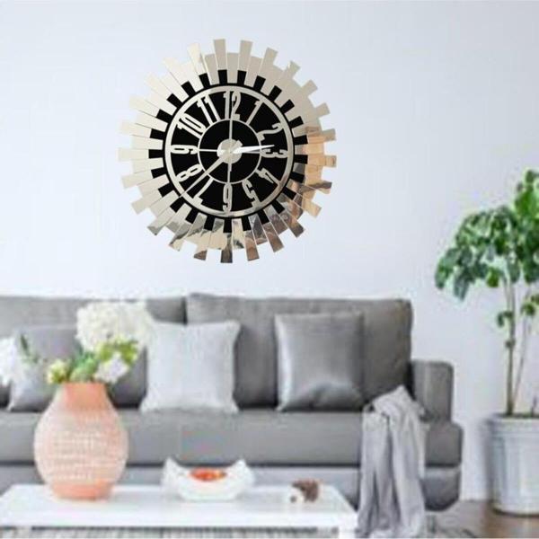 Eyka Store Piyano Model Dokaratif Gümüş 50 Cm Latin Rakam Duvar Saati - Image 1