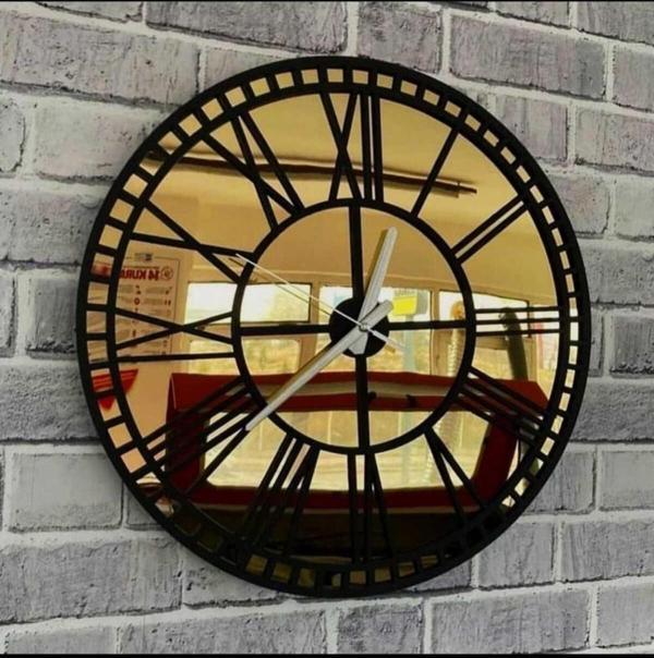 Eyka Store Rustik Tarz Dekoratif Şık Duvar Saati Gold - Siyah Işleme 50 Cm - Image 1