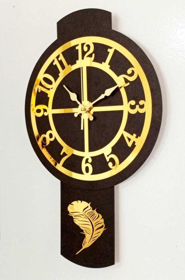 Eyka Store Siyah Gold Aynalı Pleksi Piyano Model Sayılı Ev Hediyelik Duvar Saati 50X30 - Image 1