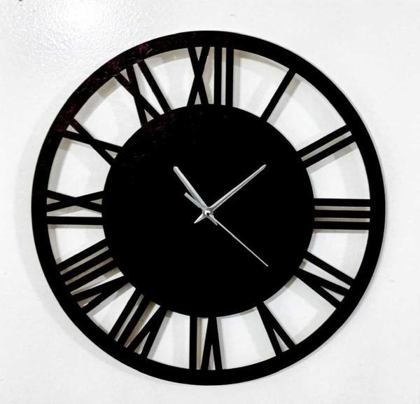 Eyka Store Siyah Hediyelik Ahşap Dekoratif Desenli Sayılı Duvar Saati 40 Cm - Image 1