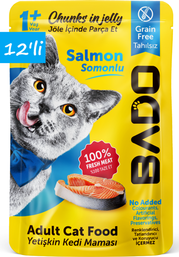 Bado Yetişkin Yaş Kedi Maması Somonlu 85Gr 12'li - Image 1