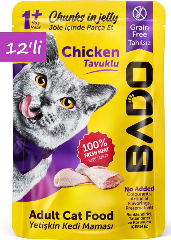 Bado Yetişkin Yaş Kedi Maması Tavuk Etli 85Gr 12'li - Image 1