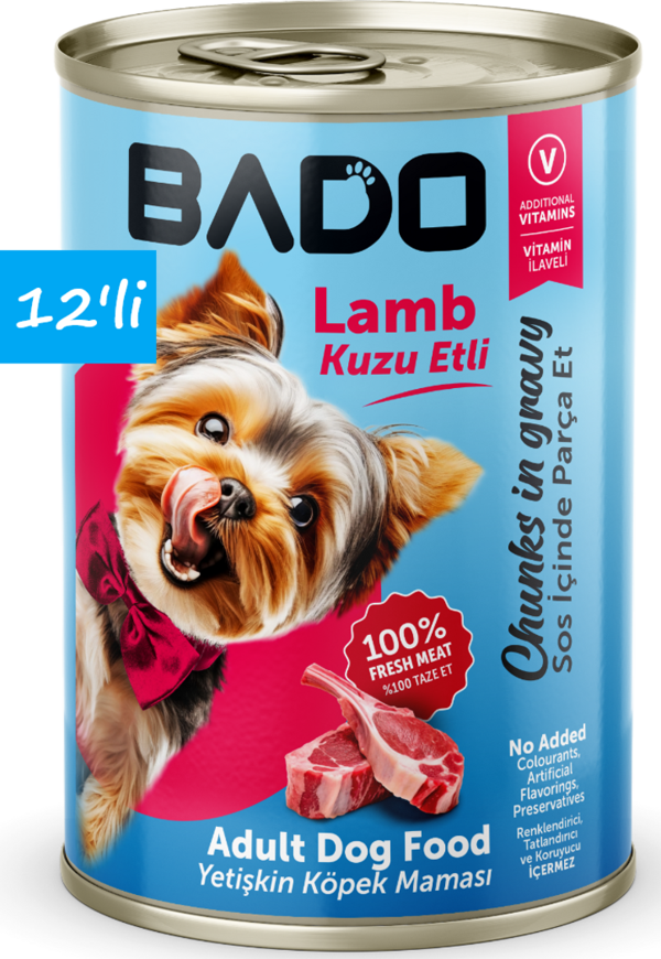 Bado Yetişkin Yaş Köpek Maması Kuzu Etli 400Gr 12'li - Image 1