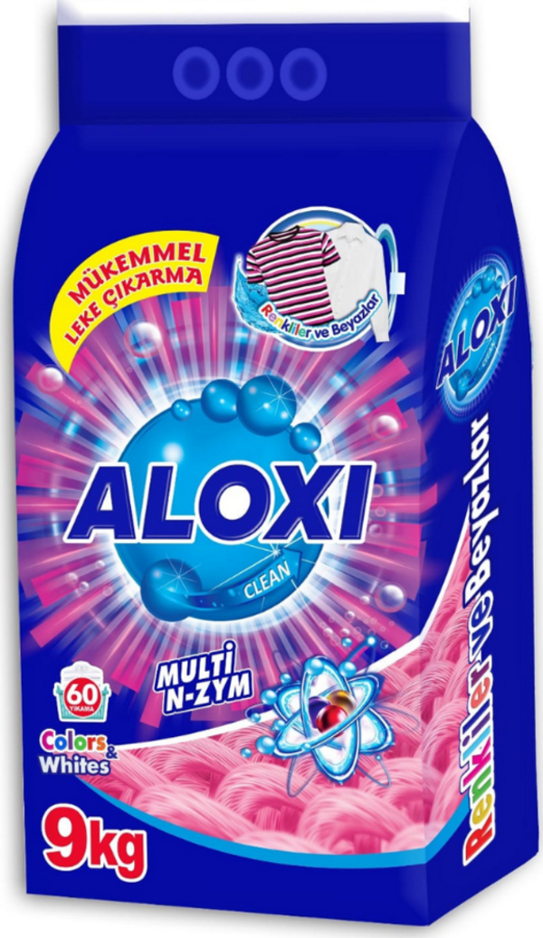 Aloxi Matik Toz Deterjan Renkli ve Beyazlar İçin 9 Kg. 60 Yıkama - Image 1