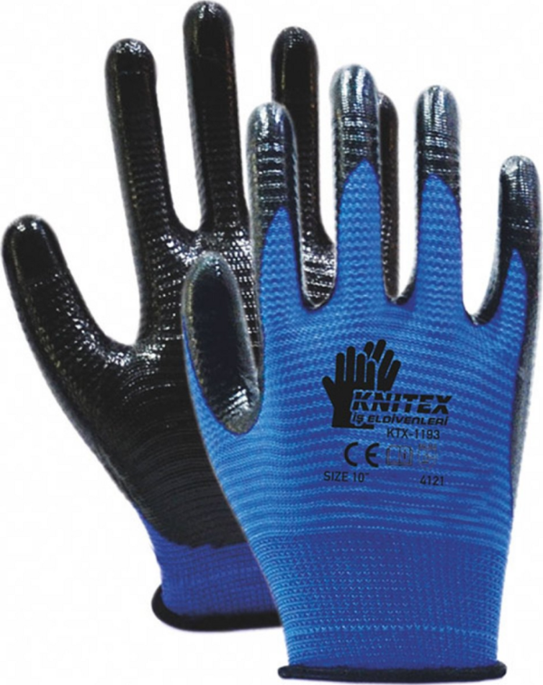 Knitex 12 Adet Mavi Zebra İş Eldiveni No: 10 1193 - Image 1