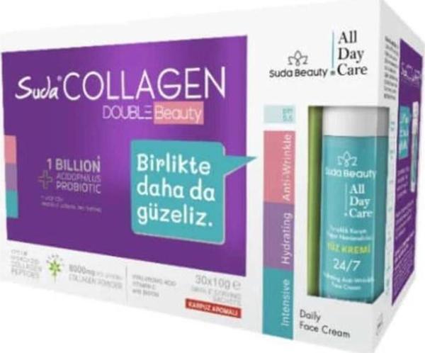 Suda Collagen Double Beauty Karpuz Aromalı 30 Saşe + All Day Care Yüz Kremi 50 ml - Image 1
