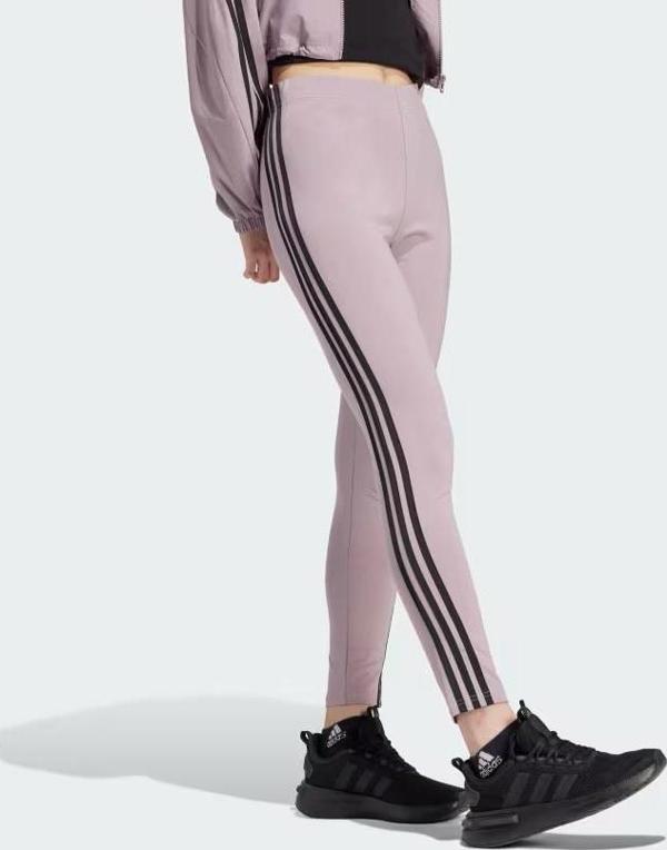 Adidas IS3611 Future Icons Kadın 3 Çizgili Mor Spor Tayt - Image 1