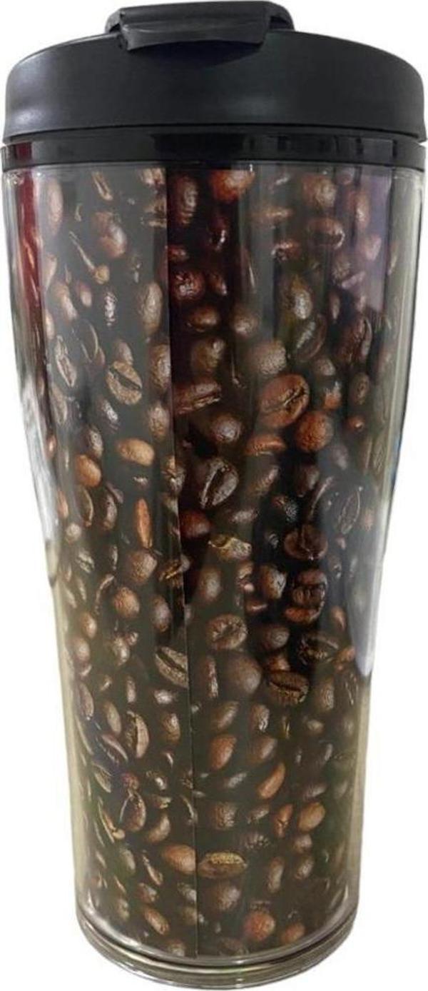 Herevin Akrilik Termos Vakumlu Kahve Çekirdeği Desenli 440 ml - Image 1