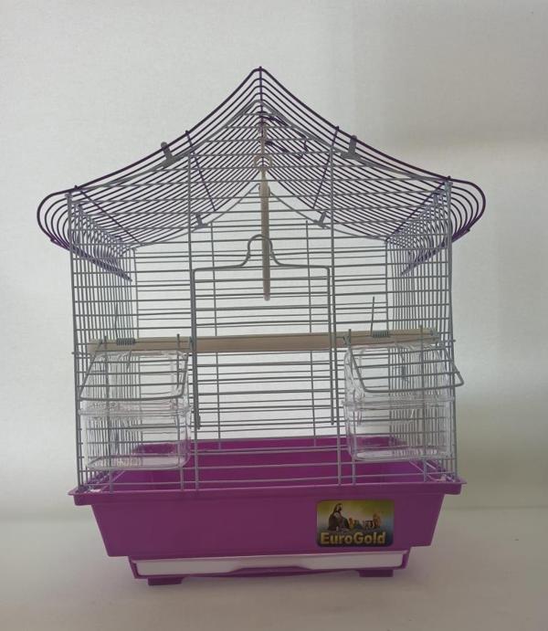 Qh Kuş Kafes Üçgen Çatılı 28x22x39 Mor Muhabbet Kanarya - Image 1