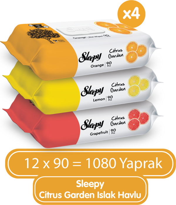 Sleepy Citrus Garden Islak Bebek Havlusu 12x90 (1080 Yaprak) - Image 1