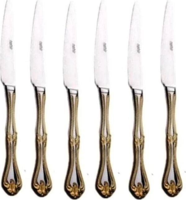 Nehir lalezar gold altın yemek bıçak 6 lı yemek bıçağı gold - Image 1
