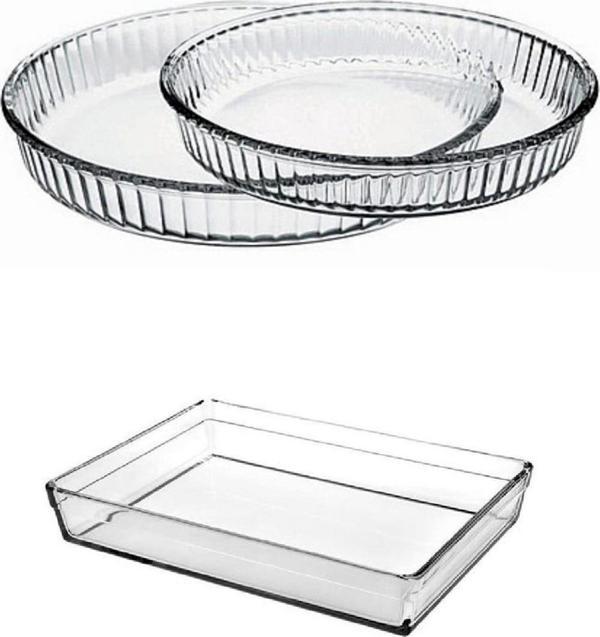 Paşabahçe borcam fırın tepsisi - 3 lü borcam set eldivenli - Image 1