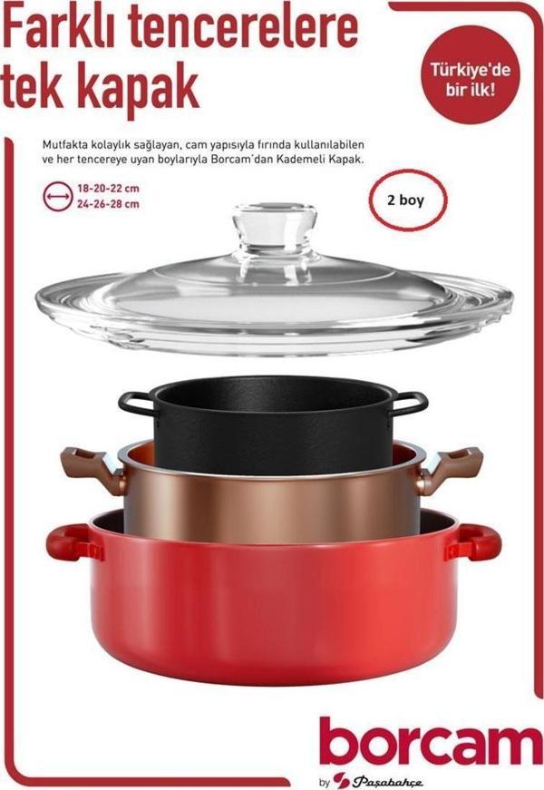 Paşabahçe Borcam Kapak 2'li Set Cam Tencere Kapağı - Image 1
