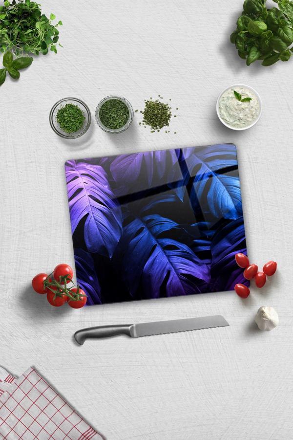 Cam Kesme Tahtası - Cam Kesme Tablası | Tropik Palmiye | 29cm x 34cm - Image 1