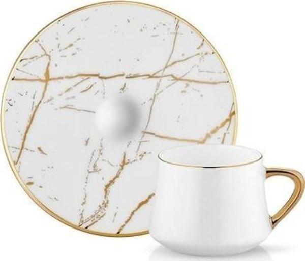 Koleksiyon Sufi Beyaz Mermer 6 Lı Çay Nescafe Fincanı - Image 1