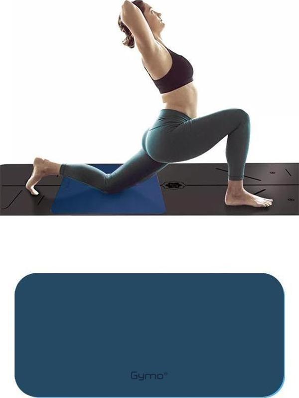 Gymo Ekolojik 6mm TPE Yoga Matı Pilates Minderi Diz Dirsek Koruyucu Matlı Set Mavi - Image 1