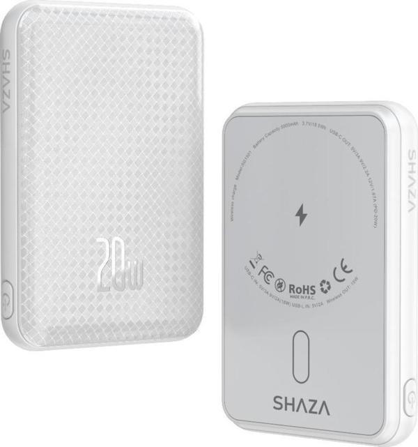 Shaza 5000 Mah 20W Megsafe Hızlı Şarj Powerbank Beyaz - Image 1