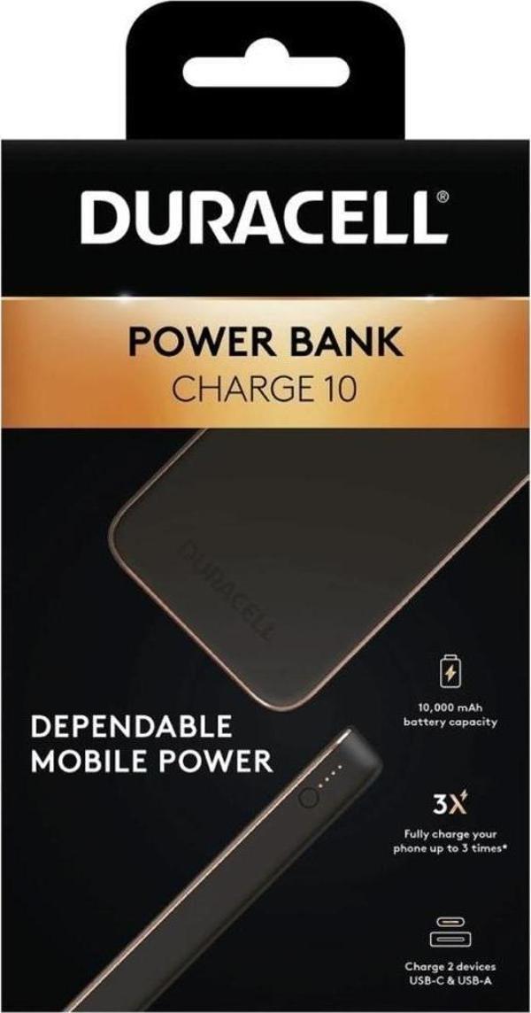 Duracell 10.000Mah Powerbank Pd 18W ( Usb-A, Usb-C ) - Siyah - Image 1