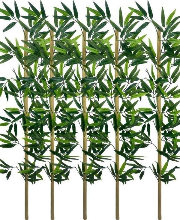 5Li Set Yapay Bambu Sopası 12 Yapraklı 110Cm Yapay Çiçek Bambu Duvarı Separatör Çiçeği Yapay Çiçek - Image 1