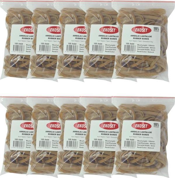 Ekoset 100x5mm Geniş Kauçuk Paket Ambalaj Lastiği 1.000 Adet - Image 1