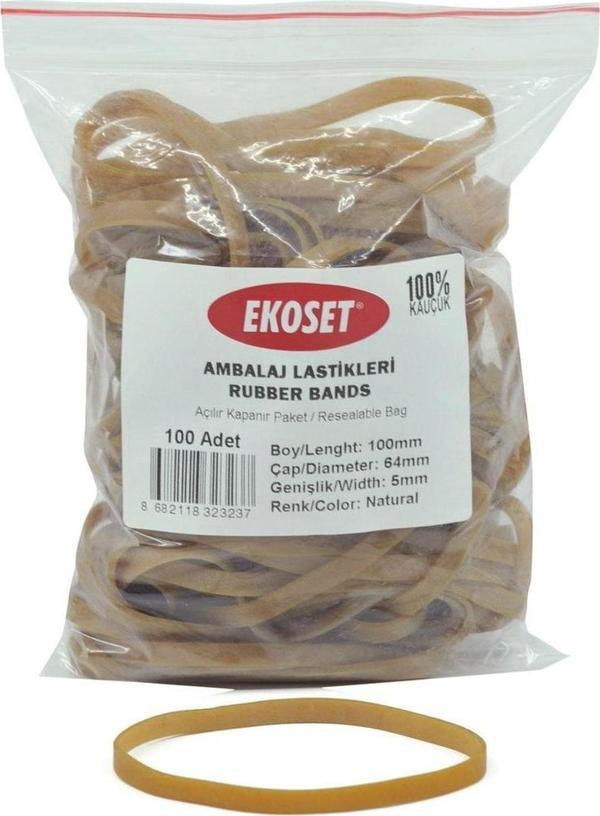 Ekoset 100x5mm Geniş Kauçuk Paket Ambalaj Lastiği 100 Adet - Image 1