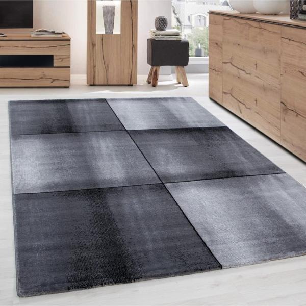 Modern tasarımlı Halı geometrik kareli ve siyah gri taramalı - Image 1