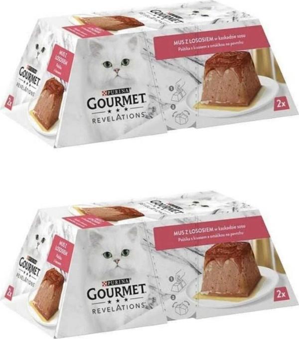 Gourmet Revelations Mousse Somonlu Sosla Kaplı Lezzet Kedi Ödül Yaşmama 2x57 Gr 114 Gr X 2 Paket - Image 1