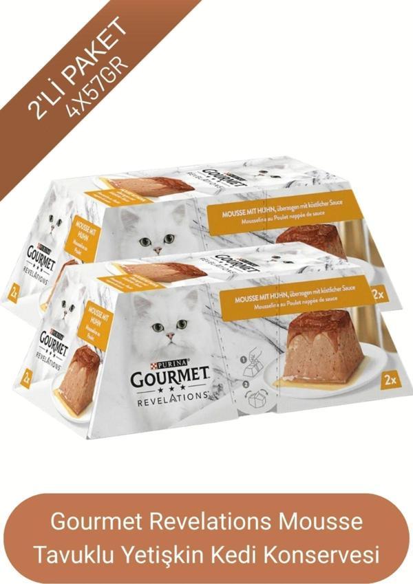 Gourmet Revelations Mousse Tavuklu Sosla Kaplı Lezzet Kedi Ödül Yaşmama 2x57 Gr 114 Gr X 2 Paket - Image 1