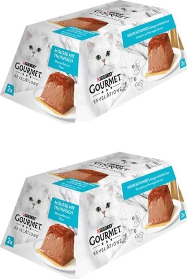 Gourmet Revelations Mousse Ton Balıklı Sosla Kaplı Lezzet Kedi Ödül Yaşmama 2x57 Gr 114 Gr X 2 Paket - Image 1
