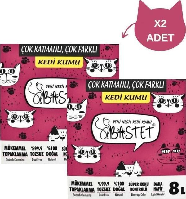 Natural Bastet Ada Petshop Bastet Natural Tozsuz Kedi Kumu 8 Litre 2 Adet - Image 1