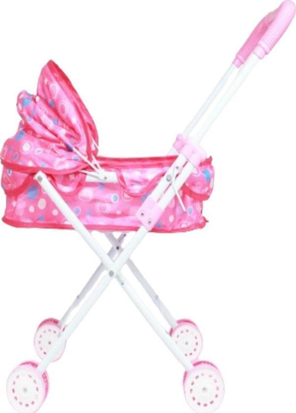 Global Toys Yataklı ve Tenteli Kaliteli Metal Oyuncak Puset Bebek Arabası - Image 1