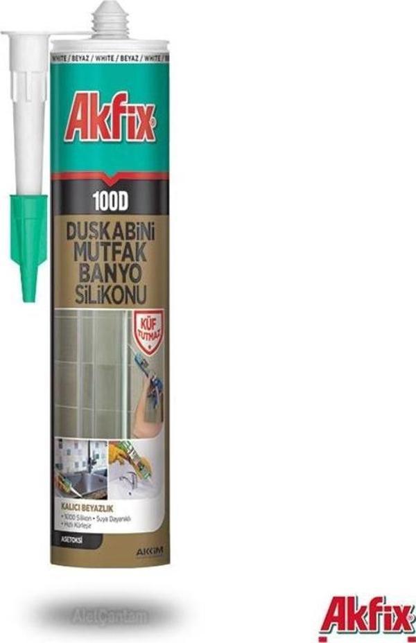 100D DUŞAKABİN MUTFAK BANYO SİLİKONU  BEYAZ - Image 1