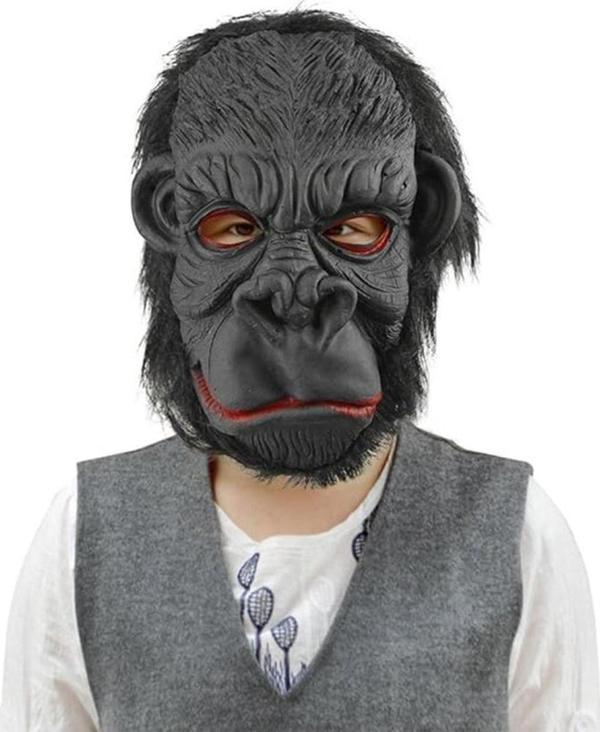 Lateks Goril Maskesi Maymun Maskesi Et Maskesi Orangutan Siyah Saçlı 3 No - Image 1
