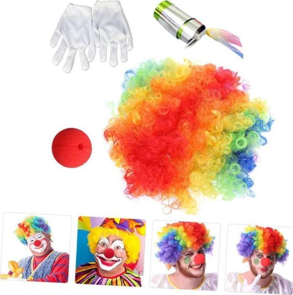 Palyaço Saç Palyaço Burun Palyaço Eldiven Palyaço Sihirli Baston 4 lü Seti - Image 1