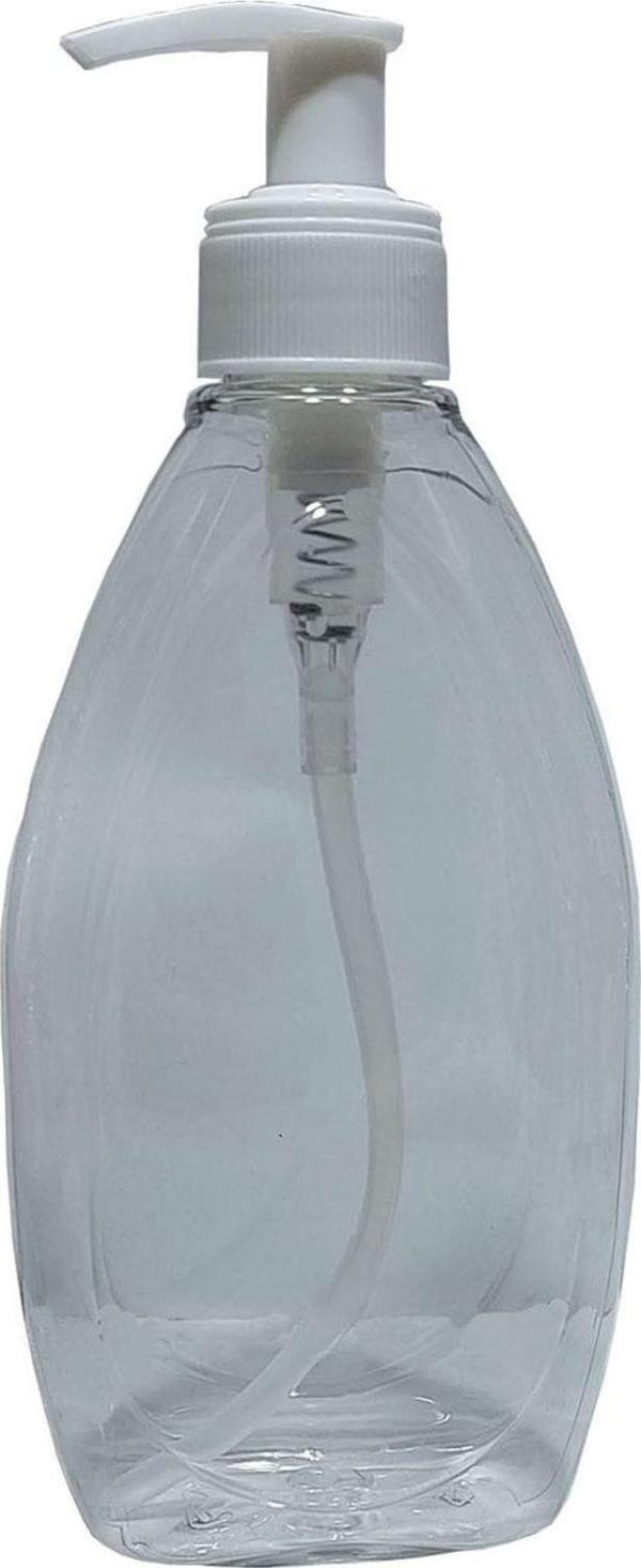 1 Adet 400 Ml Sıvı Sabunluk Beyaz Pompalı Yassı Model Boş Şişe - Image 1