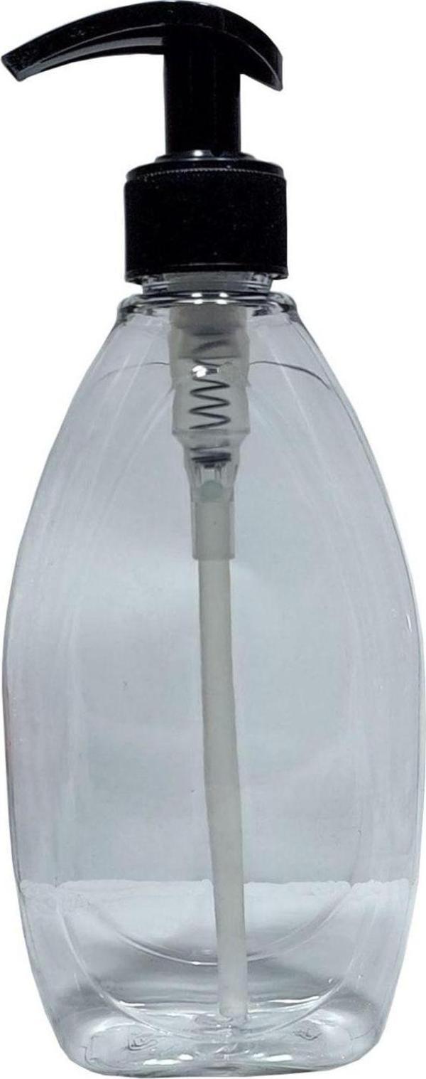 1 Adet 400 Ml Sıvı Sabunluk Siyah Pompalı Yassı Model Boş Şişe - Image 1