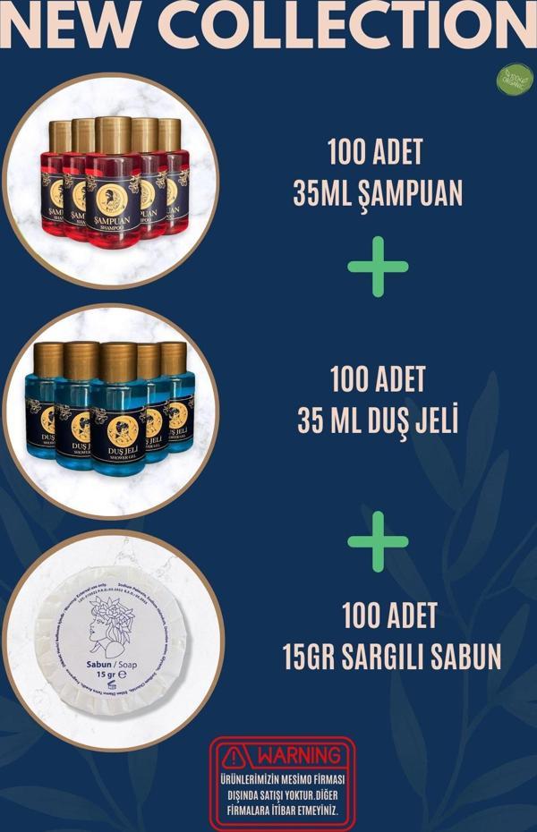 Otel Şampuanı + Duş Jeli + Sabunu 100'lü Set Etiketli - Image 1